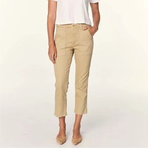 AMO Easy Army Trouser Crop Cotton Pant Raw Hem Stretch Comfy Chic